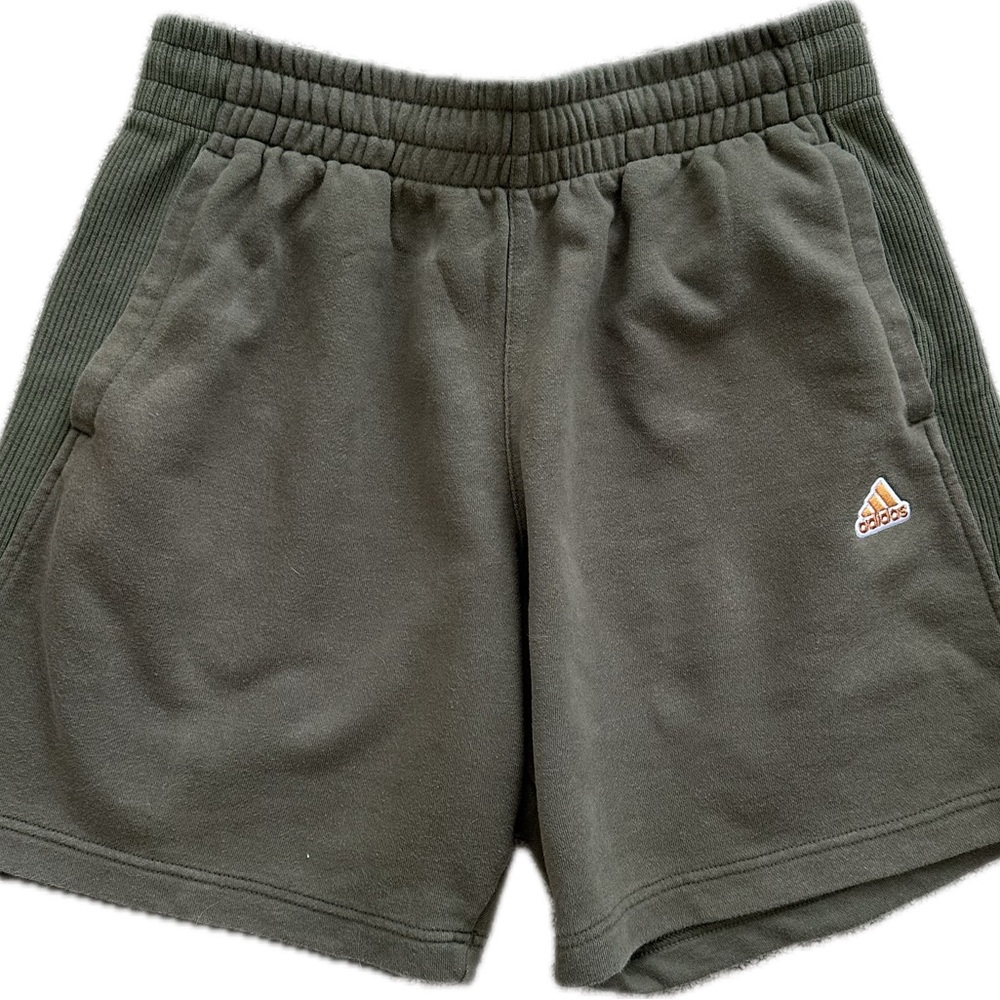 Adidas Green 100% Cotton Athletic Shorts with Relaxed Fit